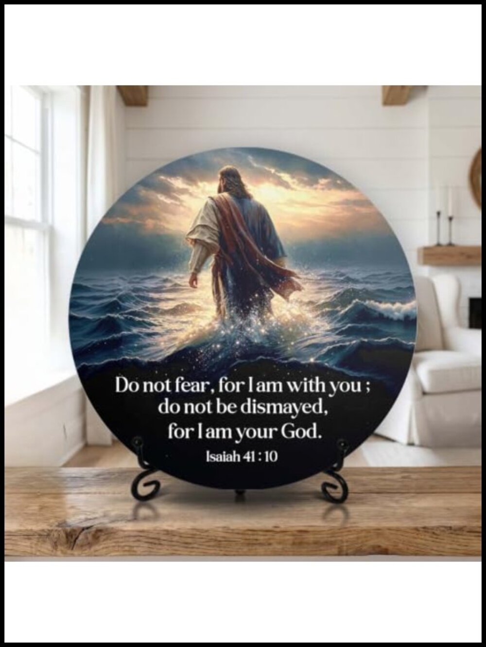 Rustic Wooden Plaque Inspirational Desk Decor with Iron Stand 8in